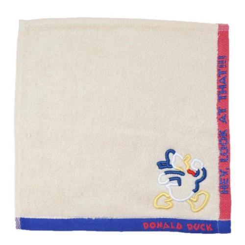 無撚糸ハンカチタオル ミニタオル ベージュカラーライン ドナルド