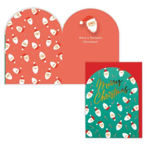 クリスマスカード 海外デザインカード バネサンタフェイス 日本ホール