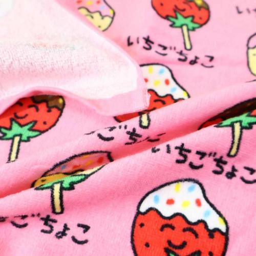 フェイスタオル プリントロングタオル おえかきさん いちごちょこさん