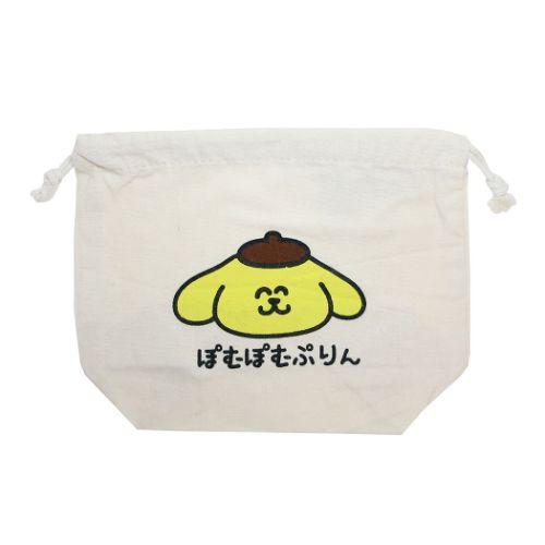 ポムポムプリン 巾着袋 マチ付ききんちゃくポーチ おえかきさんx