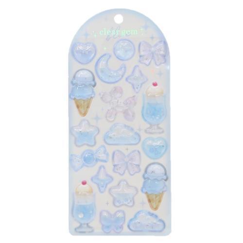 クリアジェムステッカー シールシート ブルー クーリア : 雑貨&アート