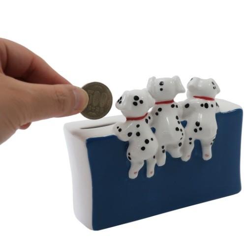101匹わんちゃん　陶器製貯金箱　子犬2匹 セラミック コインバンク 陶器製 貯金箱 101匹わんちゃん ディズニー