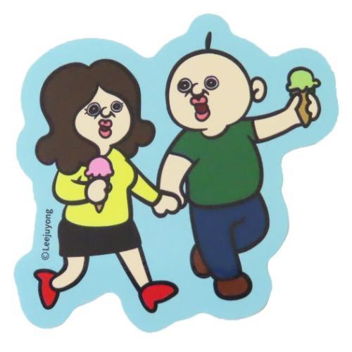 耐水ステッカー ダイカットシール パンパンくんの日常 オクジ ブルー