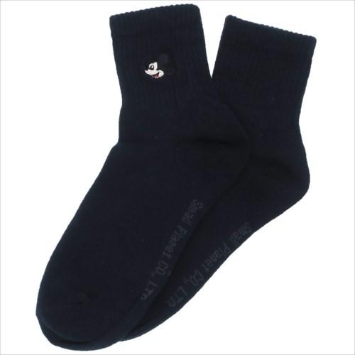 女性用 紺 靴下 レディース ワンポイント 刺繍ソックス ディズニー ミッキーマウス フェイス スモールプラネット 22 24cm Sm Awds5225 雑貨 アートの通販店 ベルコモン 通販 Yahoo ショッピング