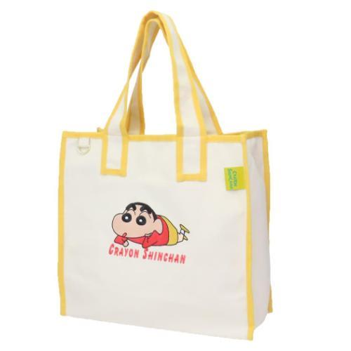 ビッグスクエアトートバッグ 手提げかばん クレヨンしんちゃん ロゴ
