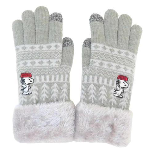 手袋 ワンポイント刺繍スマホ対応手袋 スヌーピー かぶる スモール