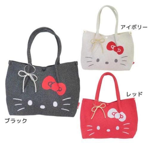 ハローキティ ハンドバッグ IP.デリ.ルフル. 編み生地ミニバッグ サンリオ キャラクター グッズ ハンドバッグ IP.デリ.ルフル. 編み生地ミニバッグ ハローキティ