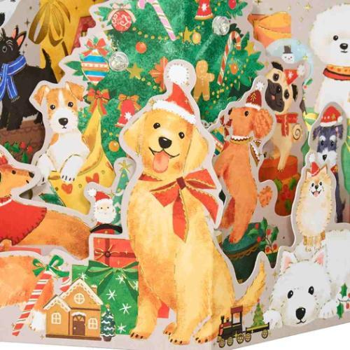 グリーティングカード メロディJXPM 4-5 クリスマスカード 立体 イヌ