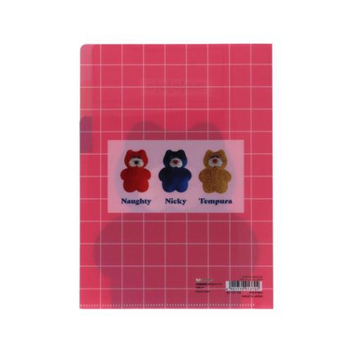 ポケットファイル クリアファイルA5 3P mojojojo ピンク サンスター