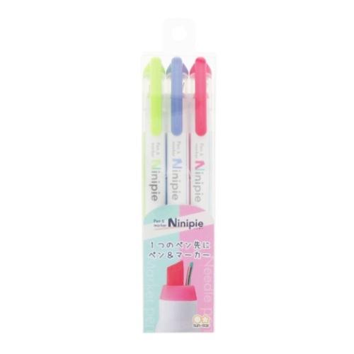 ニードルペン ＆ マーカーペン 3本セット カラーペン Ninipie ニニピー 