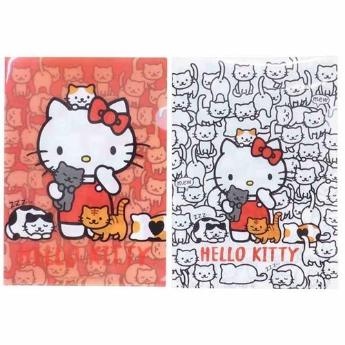 A4 シングルクリアファイル 2枚セット クリアフォルダー ねこだらけ