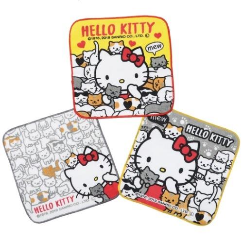 ミニタオル ハンカチタオル 3枚セット ハローキティ ねこだらけ