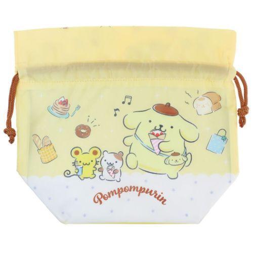 ポムポムプリン 保冷保温 マチ付き きんちゃくポーチ ランチ巾着
