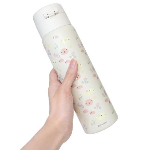 保温保冷水筒 ステンレスワンプッシュボトル 480ml おはな カピバラ