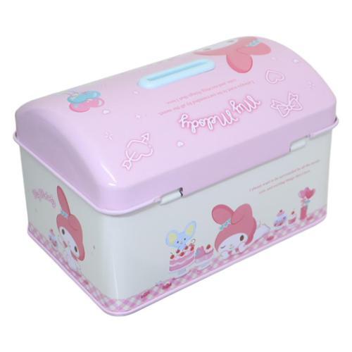 貯金箱 カギ付き缶バンク マイメロディ サンリオ ガールズピンク