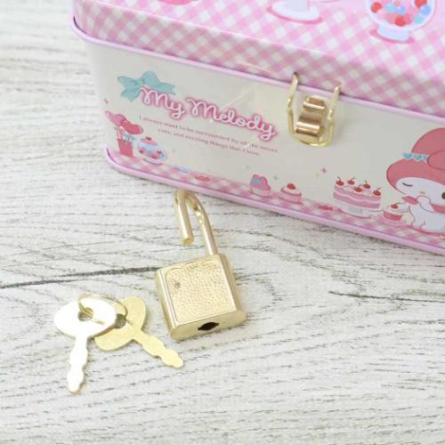 貯金箱 カギ付き缶バンク マイメロディ サンリオ ガールズピンク