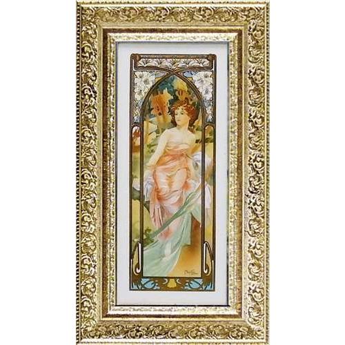 額付きポスター 名画 アルフォンス・ミュシャ 朝の目覚め ユーパワー 28×50cm 爆買