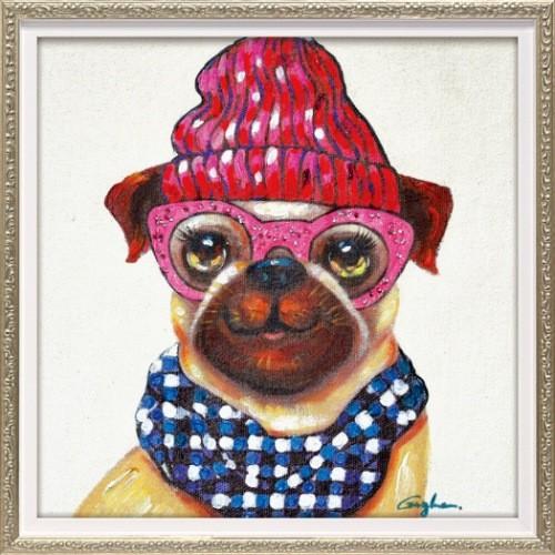 ピンクグラス ドッグ 動物画 オイルペイントアート (Sサイズ) ユーパワー OP-07034 爆買