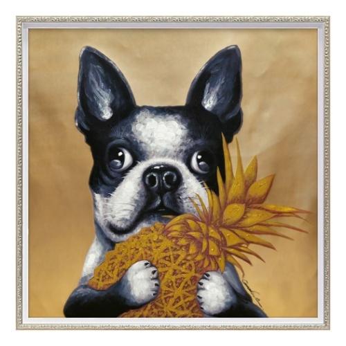 オイルペイントアート 動物画 ゴールドパイン Mサイズ ユーパワー