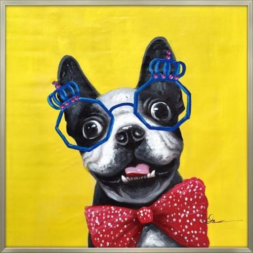 動物画 コメディアン ドッグ オイルペイントアート OP-25080 ユーパワー 83x83cm 爆買