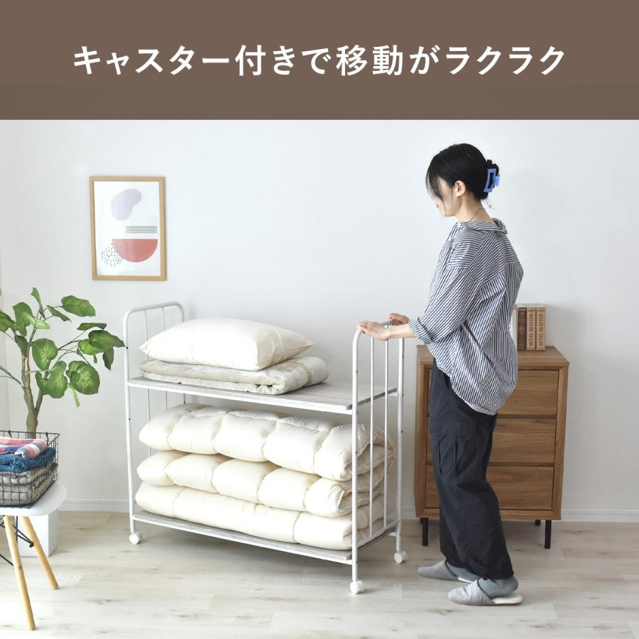 布団収納ラック 2段 キャスター付 布団収納棚 高さ調節 布団セット ふとん 寝具 収納 棚 ふとん収納 収納ラック 幅110 奥行き70.5 ボル2段 | DORIS | 13