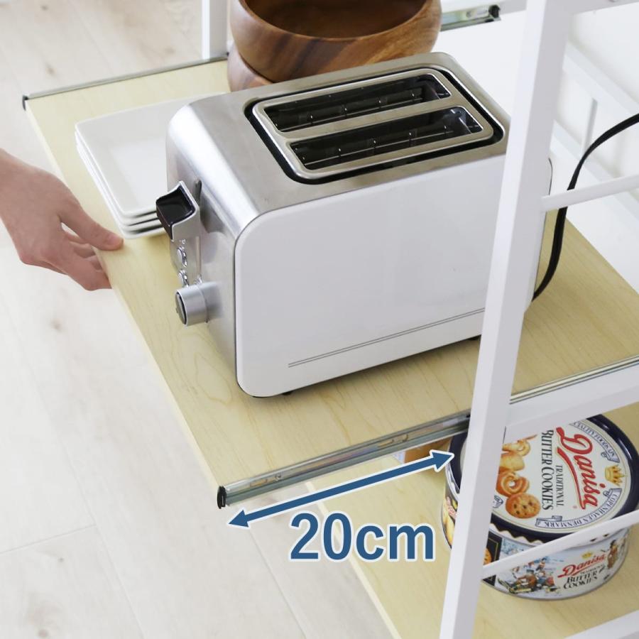 キッチンラック 収納 ロータイプ シェルフ シンプル レンジボード 棚 キッチン収納 スライド コンセント付き 幅60cm レンジラック リバー 北欧 | DORIS | 11