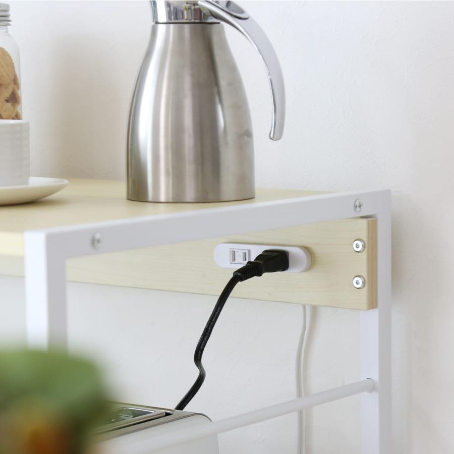 キッチンラック 収納 ロータイプ シェルフ シンプル レンジボード 棚 キッチン収納 スライド コンセント付き 幅60cm レンジラック リバー 北欧 | DORIS | 14