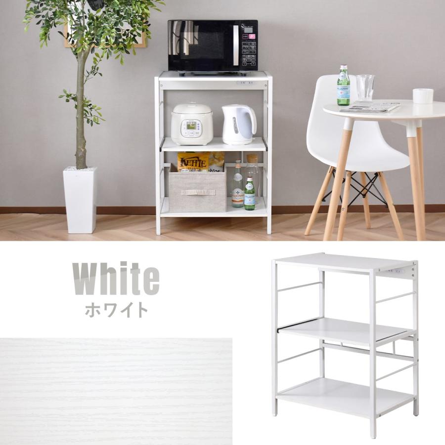 キッチンラック 収納 ロータイプ シェルフ シンプル レンジボード 棚 キッチン収納 スライド コンセント付き 幅60cm レンジラック リバー 北欧 | DORIS | 07