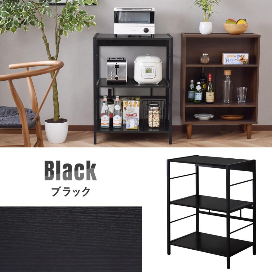 キッチンラック 収納 ロータイプ シェルフ シンプル レンジボード 棚 キッチン収納 スライド コンセント付き 幅60cm レンジラック リバー 北欧 | DORIS | 08