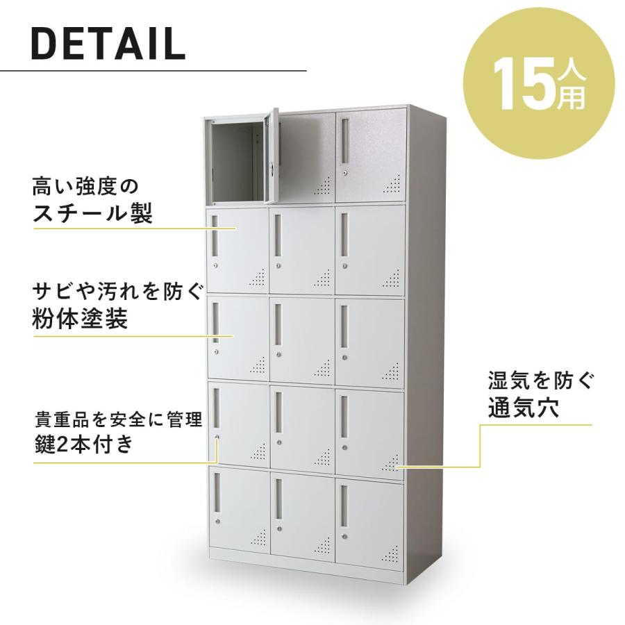 DORIS（ドリス） ロッカー 15人用 スチールロッカー 3列5段 更衣