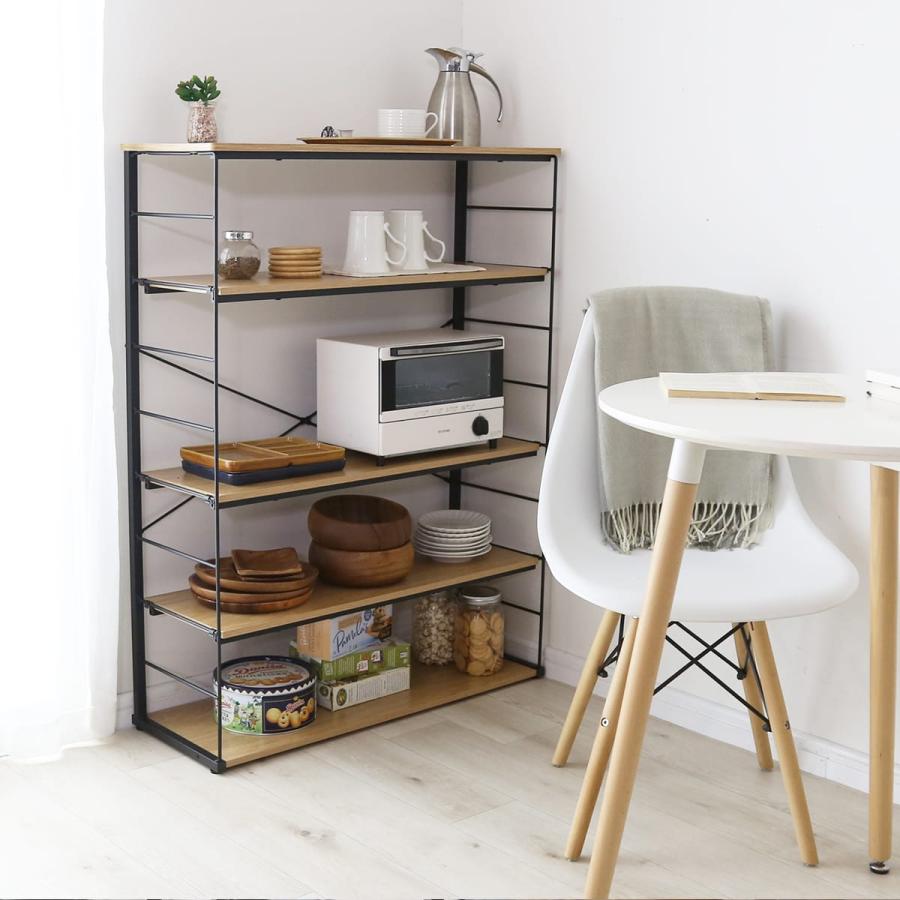 棚 ラック オープンラック 収納ラック オープンシェルフ コンパクト 収納棚 幅80cm 5段 可動棚 高さ調整 キッチン スリム ミント80cm | DORIS | 04