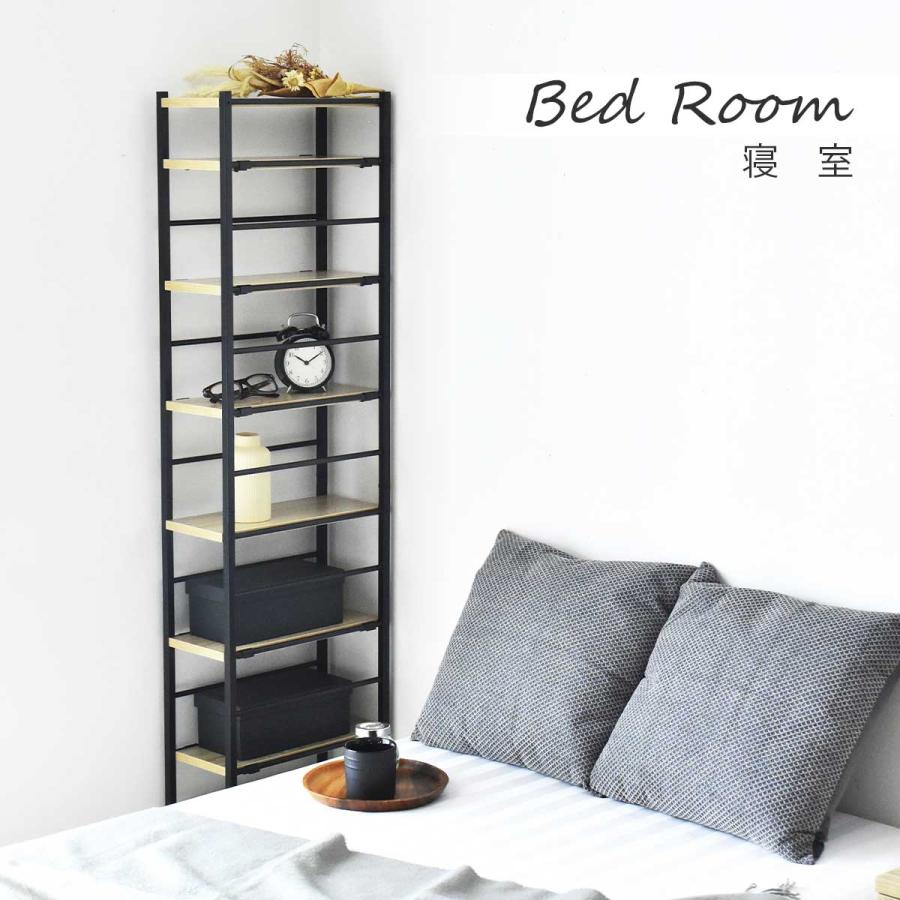 ラック スチールラック オープンラック 棚 8段 木製 スリム 幅18cm 奥行き38cm 高さ140cm 高さ調整 コーナーラック すきま収納 デッドスペース クレイン | DORIS | 12