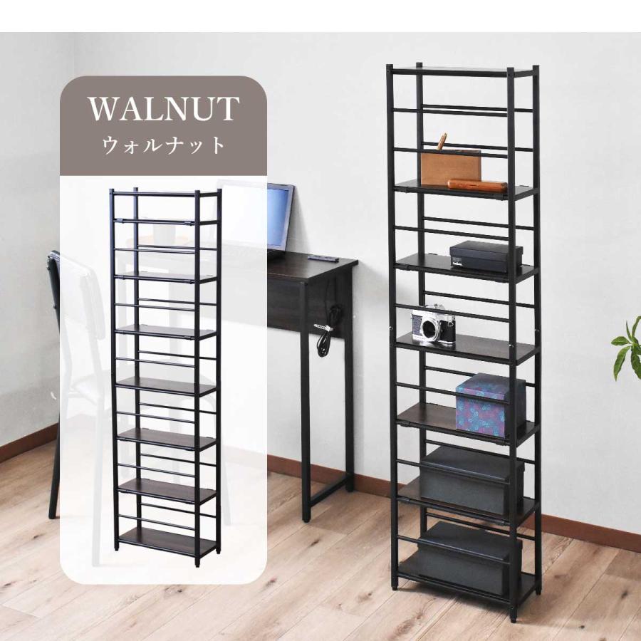 ラック スチールラック オープンラック 棚 8段 木製 スリム 幅18cm 奥行き38cm 高さ140cm 高さ調整 コーナーラック すきま収納 デッドスペース クレイン | DORIS | 08