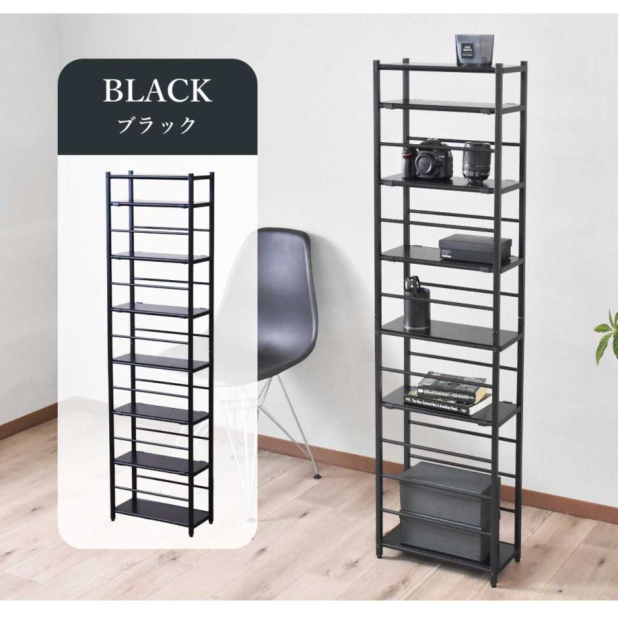 ラック スチールラック オープンラック 棚 8段 木製 スリム 幅18cm 奥行き38cm 高さ140cm 高さ調整 コーナーラック すきま収納 デッドスペース クレイン | DORIS | 09