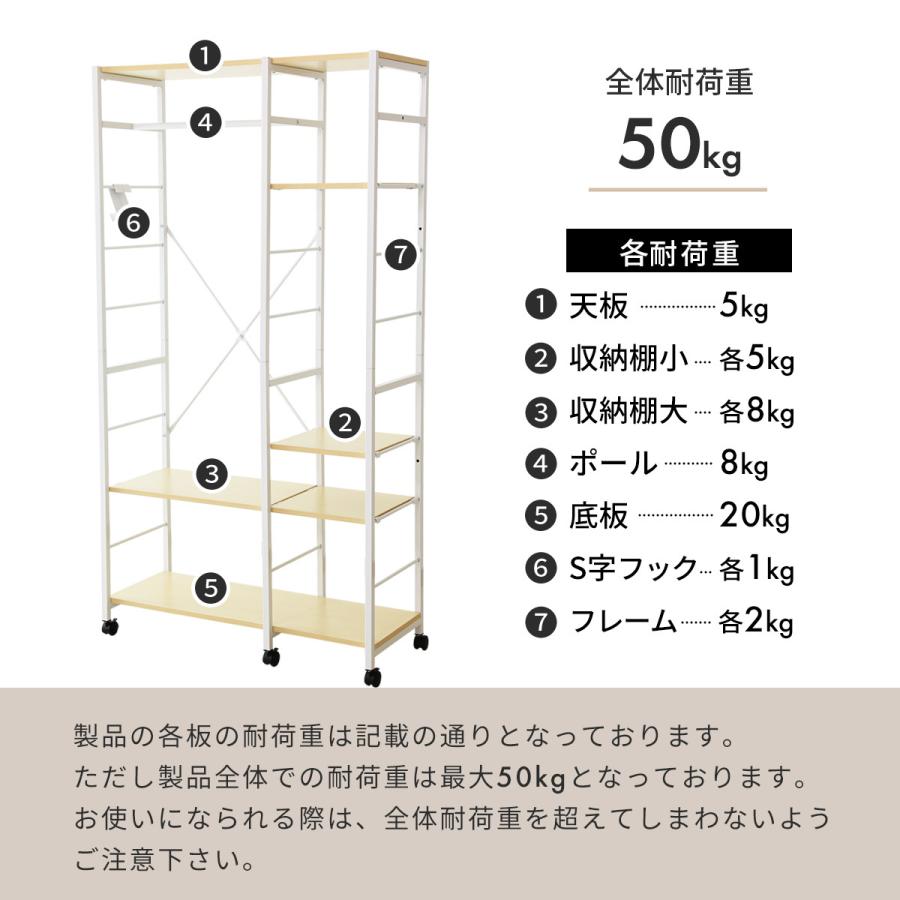 DORIS（ドリス） ハンガーラック オープンラック 収納 幅90cm 可動棚