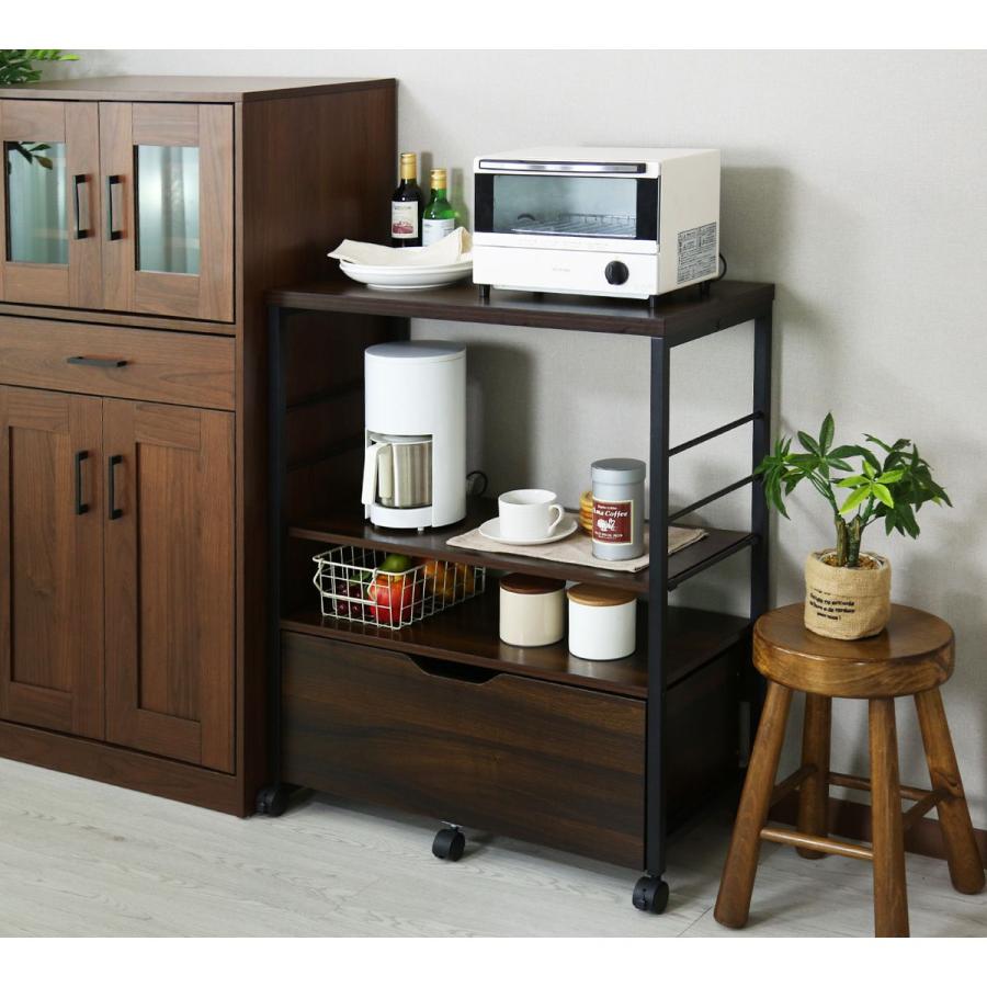 DORIS（ドリス） オープンラック 木製 幅70 キャスター付き テーブル