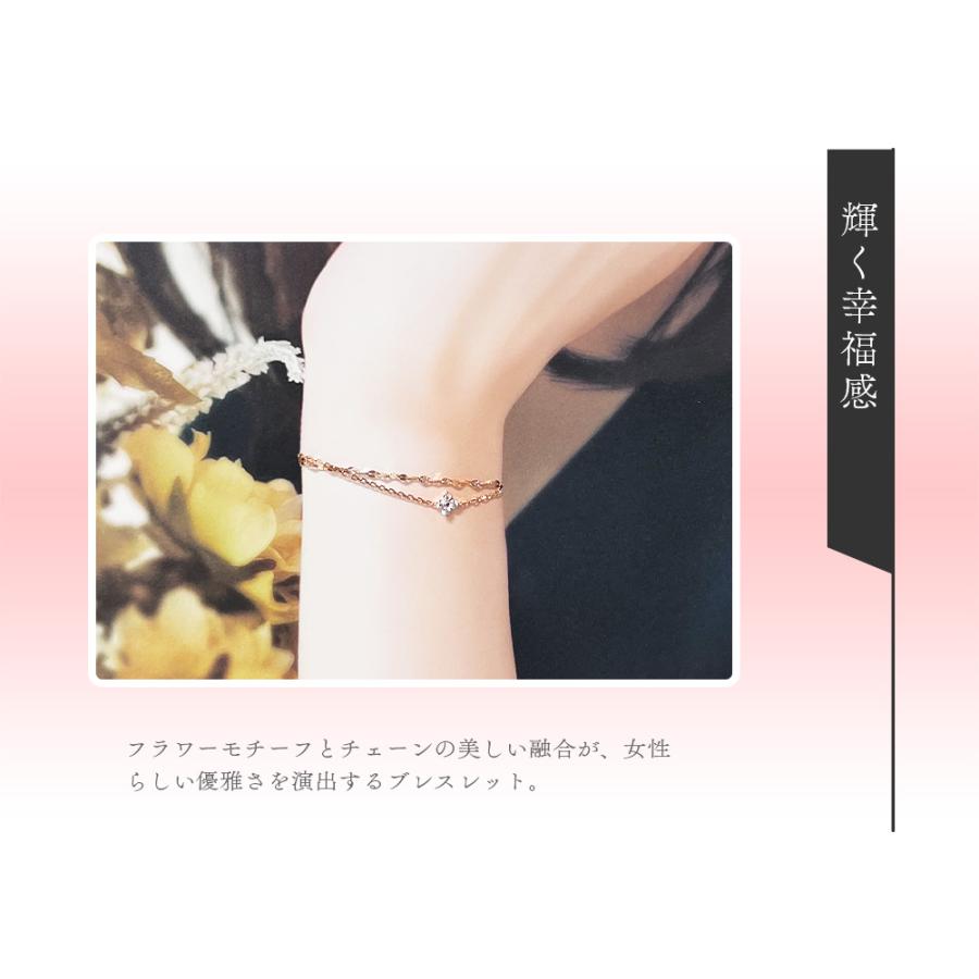 リボン済＆紙袋 4℃ ブレスレット カナルヨンドシー レディース canal4℃ 4ドシー フラワーモチーフ シルバー ピンクゴールド 名入れ対応BOXの画像