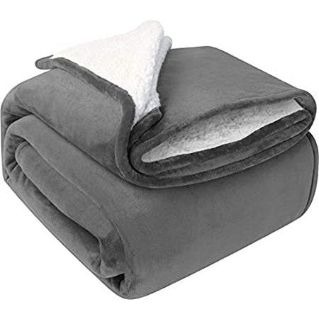 厳選された商品です特別価格Ut0pia Bedding Sherpa Bed Blanket King Size Grey 480GSM Plush Blanket Fleec好評販売中
