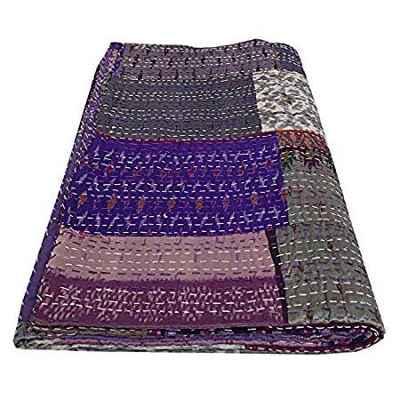 特別価格Janki Creation Indian Handmade Patchwork Silk Kantha Quilts Queen Handmade 好評販売中