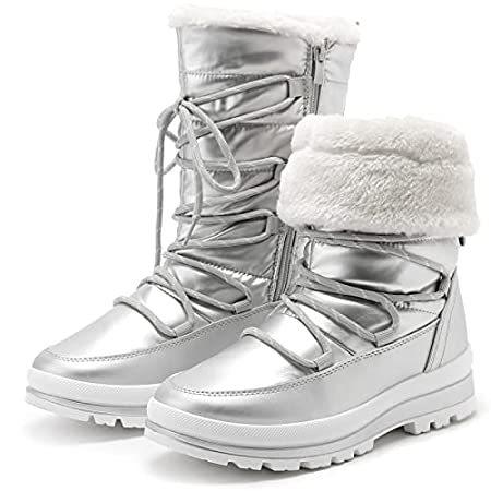 正規品販売! Women’s 特別価格HEAWISH Winter US9)好評販売中 Boots(Silver, Warm Calf Mid Lined Fur Boot Snow スノーブーツ