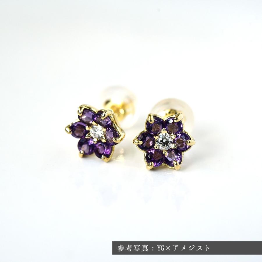 選べる宝石 フラワーモチーフ ピアス Cosmos K18 スタッドピアス 18k 
