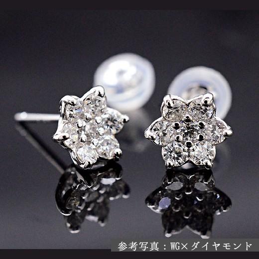 選べる宝石 フラワーモチーフ ピアス Cosmos K18 スタッドピアス 18k