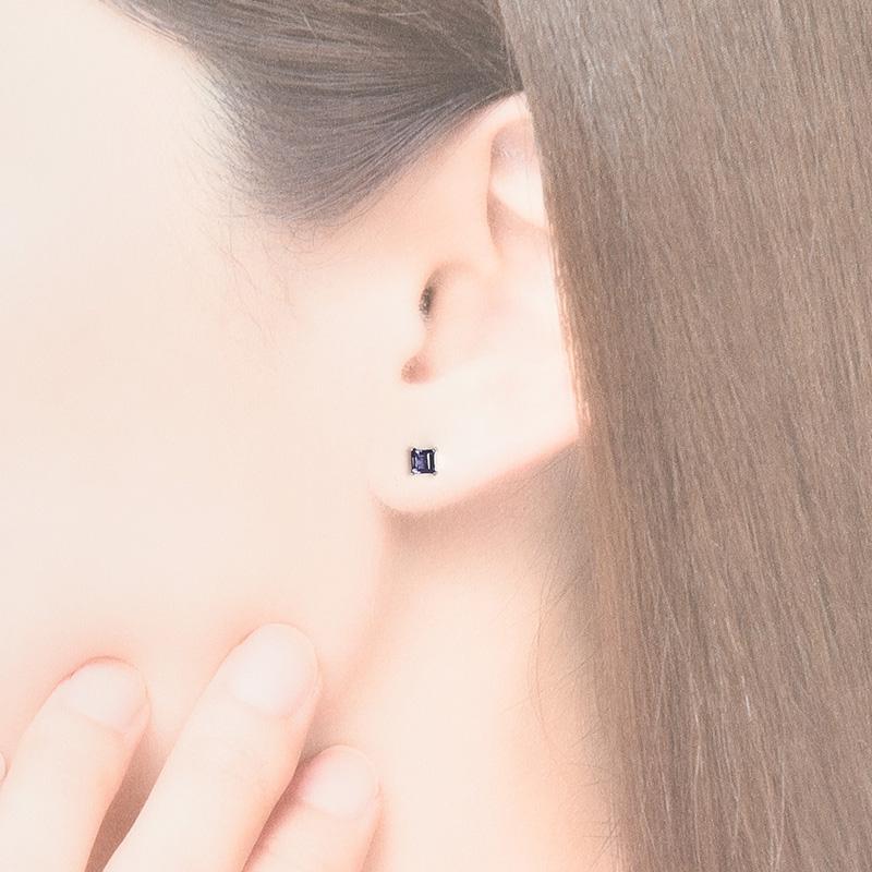 K18 スクエア ガーネットピアス ジュエリー】K18 イエローゴールド ガーネット 一粒石 ピアス