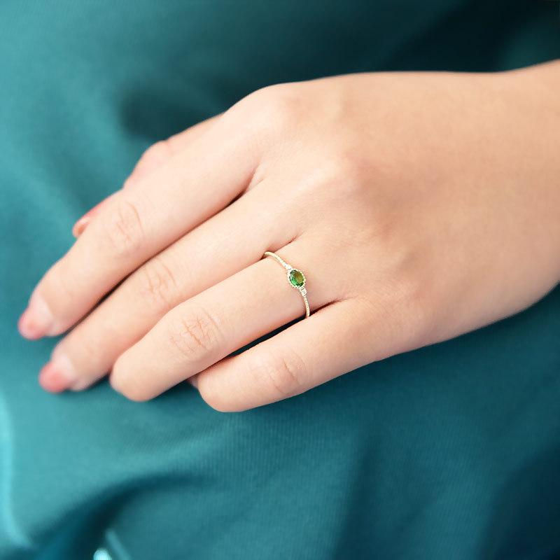 選べる宝石 グリーンガーネット ダイヤモンド リング Pt950 Gianna  