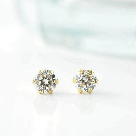 一粒ダイヤモンド 天然石 ピアス K18 Pt900 0.3ctUP [diae0002] 即日