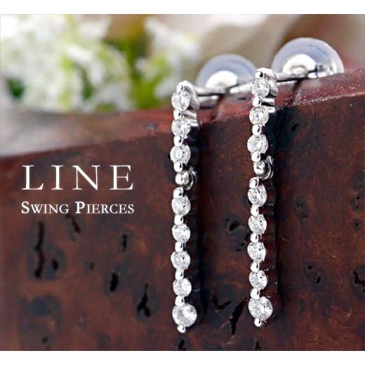ダイヤモンド 天然石 スイングピアス LINE K18 揺れるピアス 18k 18金 