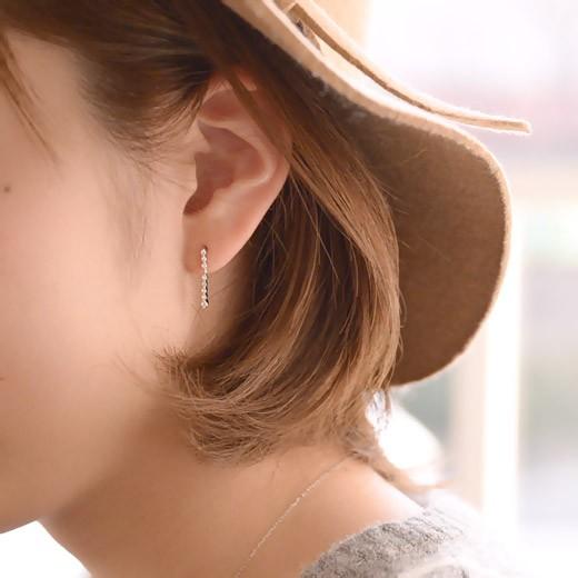 ダイヤモンド 天然石 スイングピアス LINE K18 揺れるピアス 18k 18金 