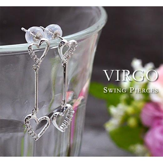 ダイヤモンド 天然石 ハート スイングピアス VIRGO K18 揺れるピアス 