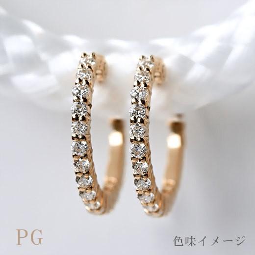 ダイヤ エタニティ 0.3ct フープピアス K18 スナップピアス  即日発送対応（休業日を除く）[diae0019]の画像