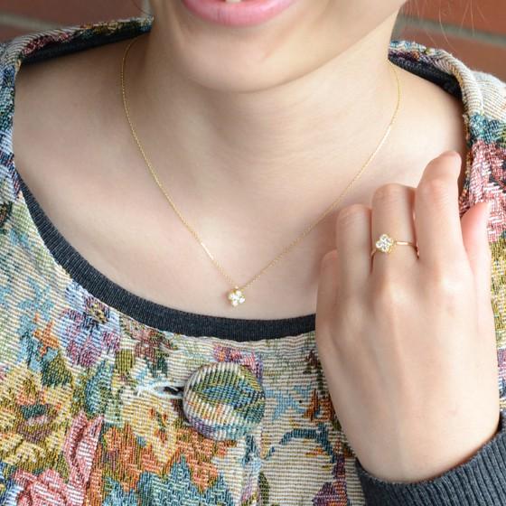 美品K18PG ネックレス オニキス ダイヤモンド フラワー 花 パヴェ